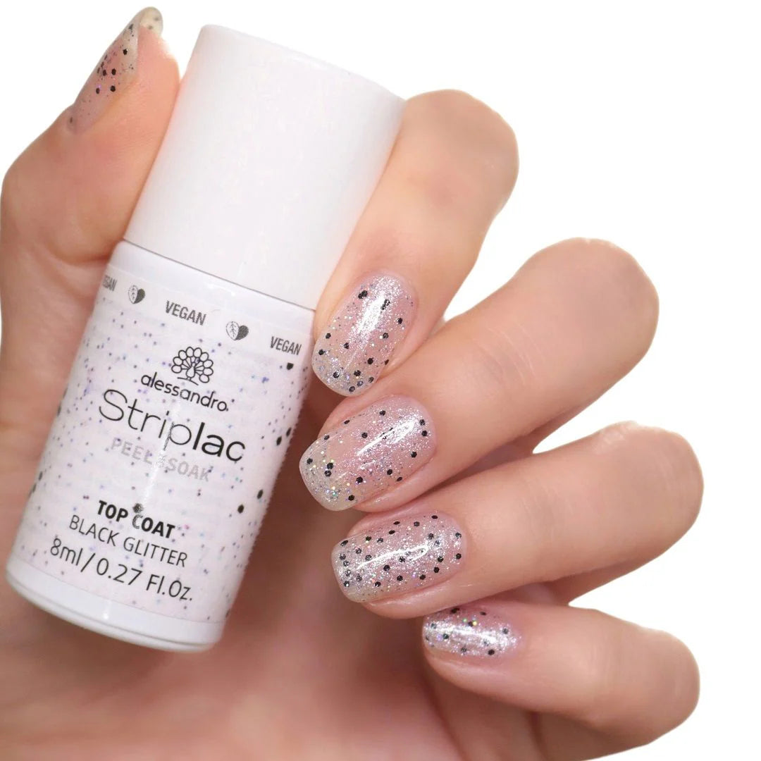 STRIPLAC TOP COAT BLACK GLITTER